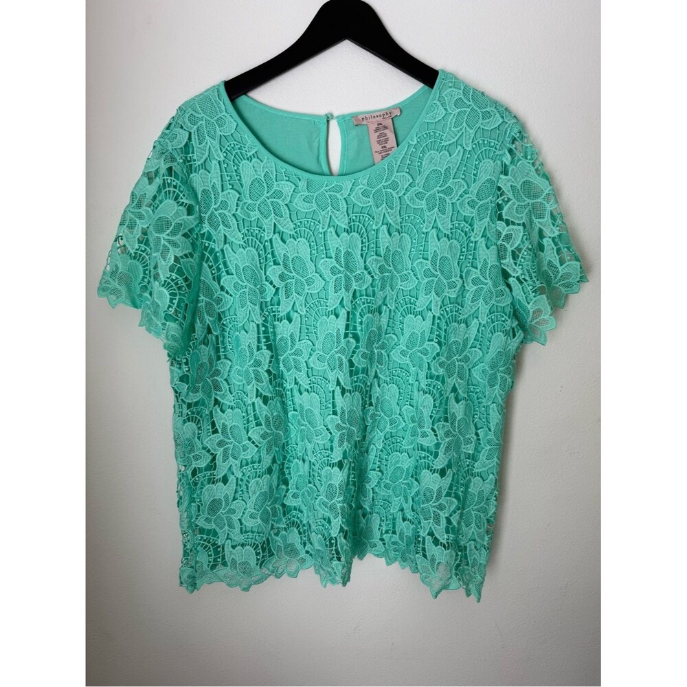 Philosophy Republic Clothing Mint Green Lace Top Blouse XXL Cool Breeze Guipure